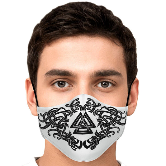 Black Valknut Knot Viking Face Mask Cover