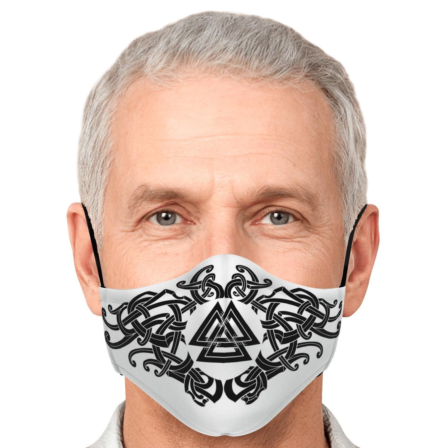 Black Valknut Knot Viking Face Mask Cover
