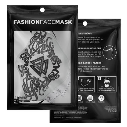 Black Valknut Knot Viking Face Mask Cover