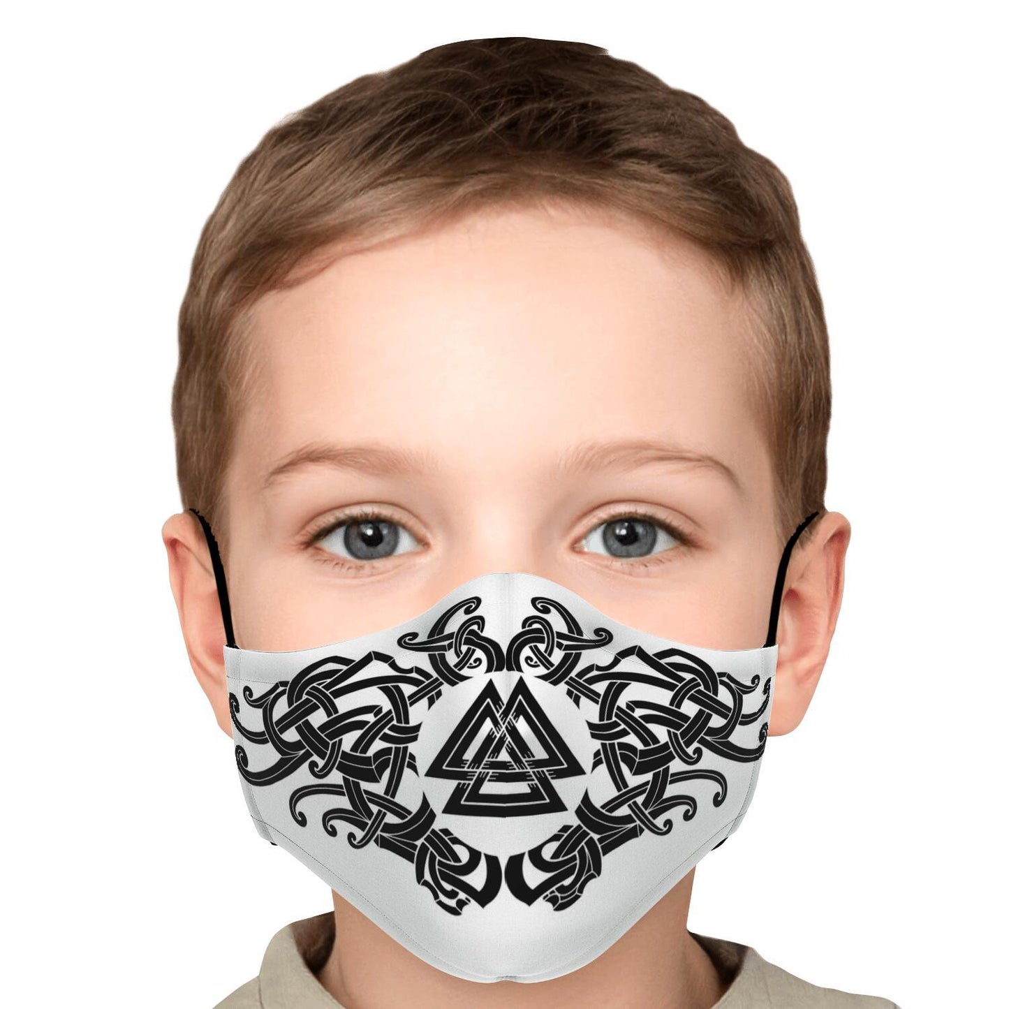 Black Valknut Knot Viking Face Mask Cover