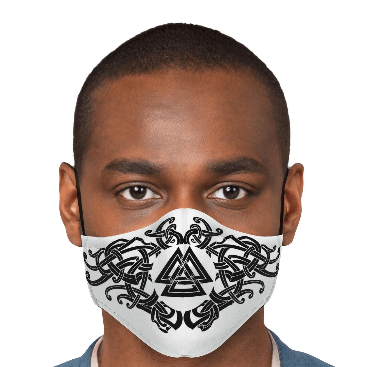 Black Valknut Knot Viking Face Mask Cover