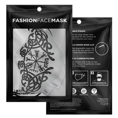 Black Vegvisir Knot Viking Face Mask Cover
