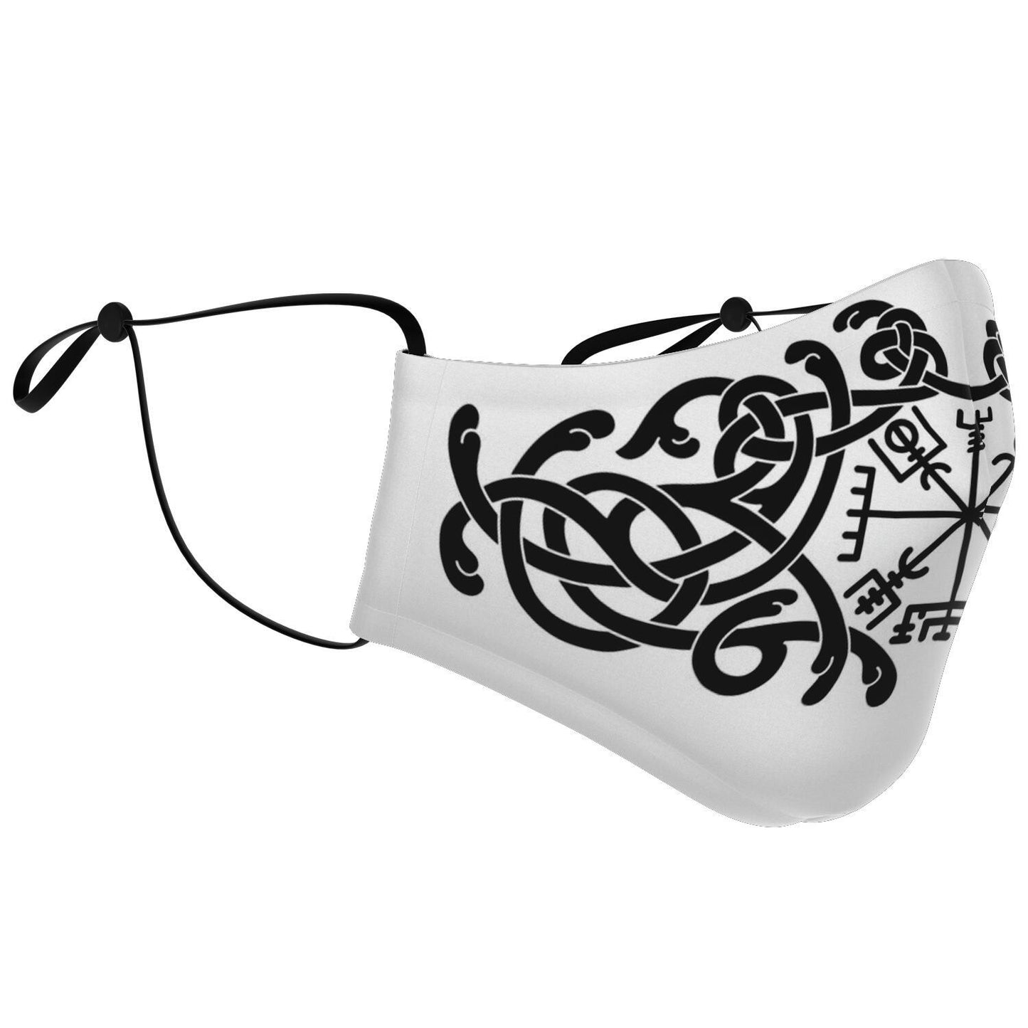 Black Vegvisir Knot Viking Face Mask Cover