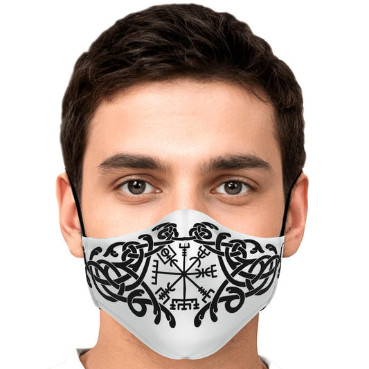 Black Vegvisir Knot Viking Face Mask Cover