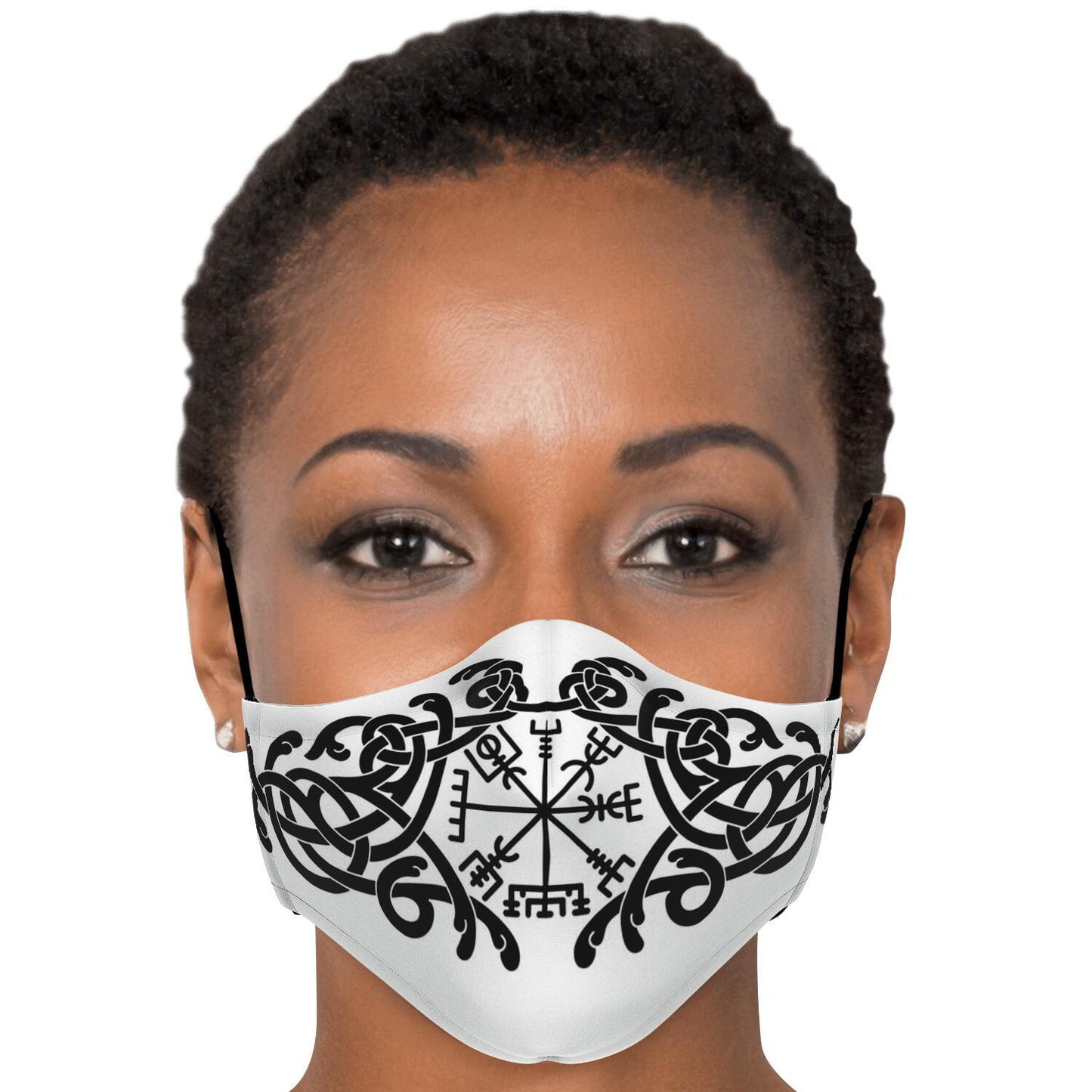 Black Vegvisir Knot Viking Face Mask Cover