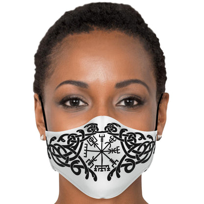 Black Vegvisir Knot Viking Face Mask Cover
