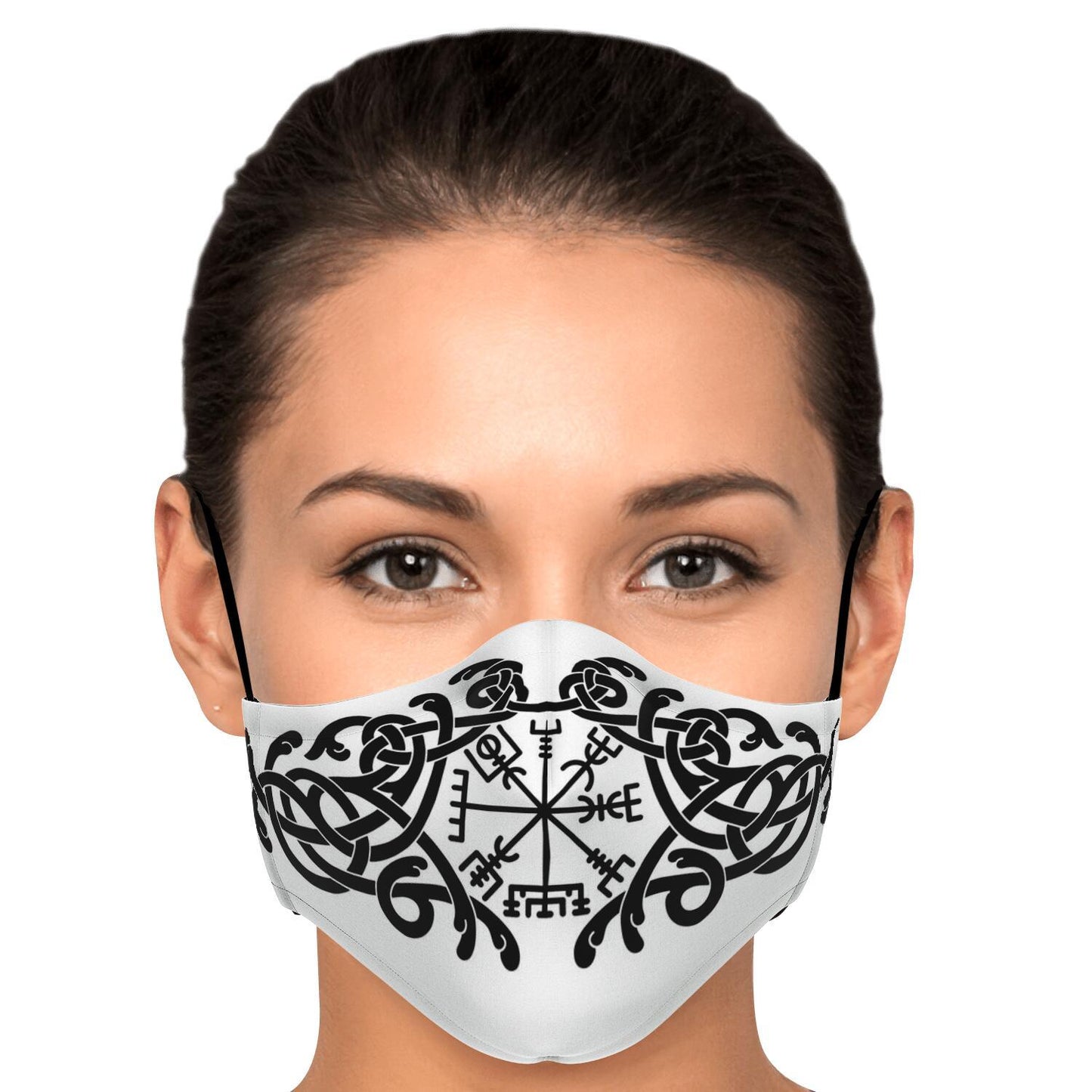 Black Vegvisir Knot Viking Face Mask Cover