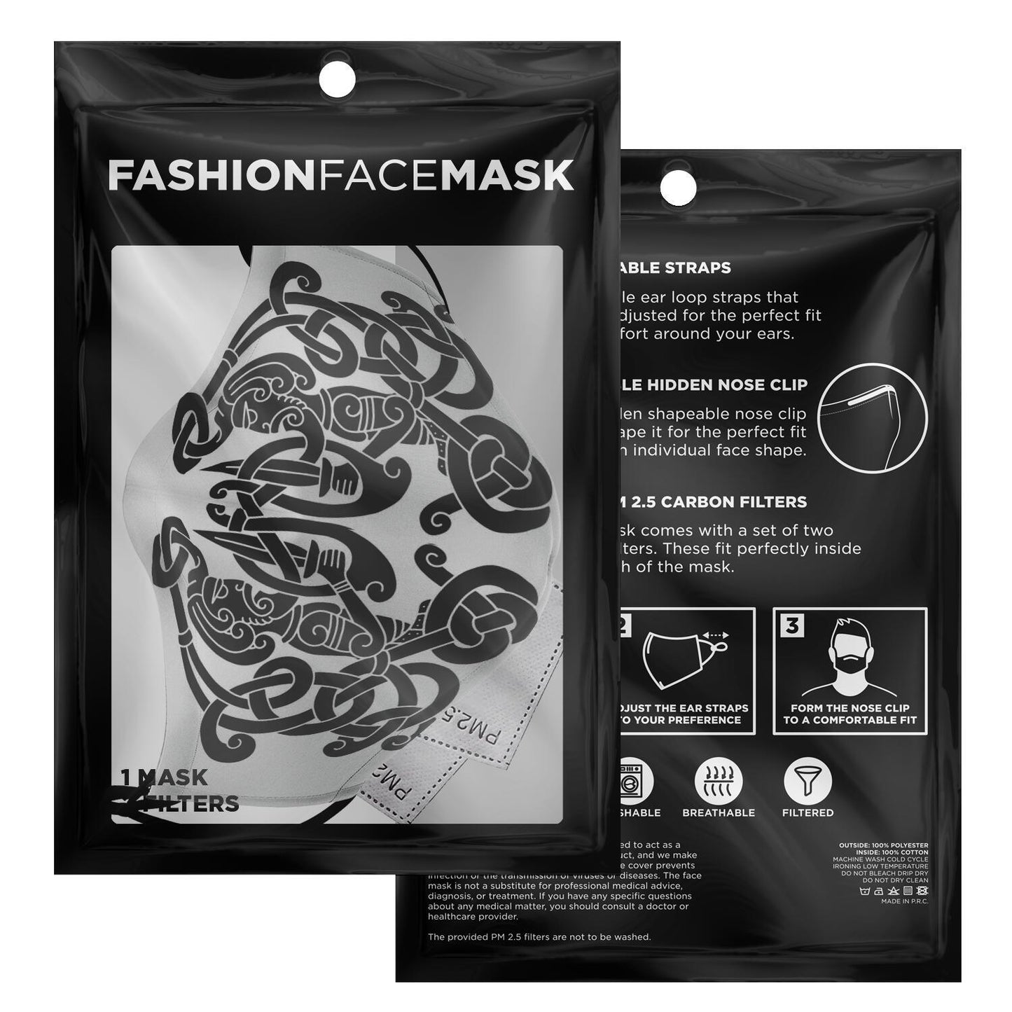 Black Viking Guards Face Mask Cover