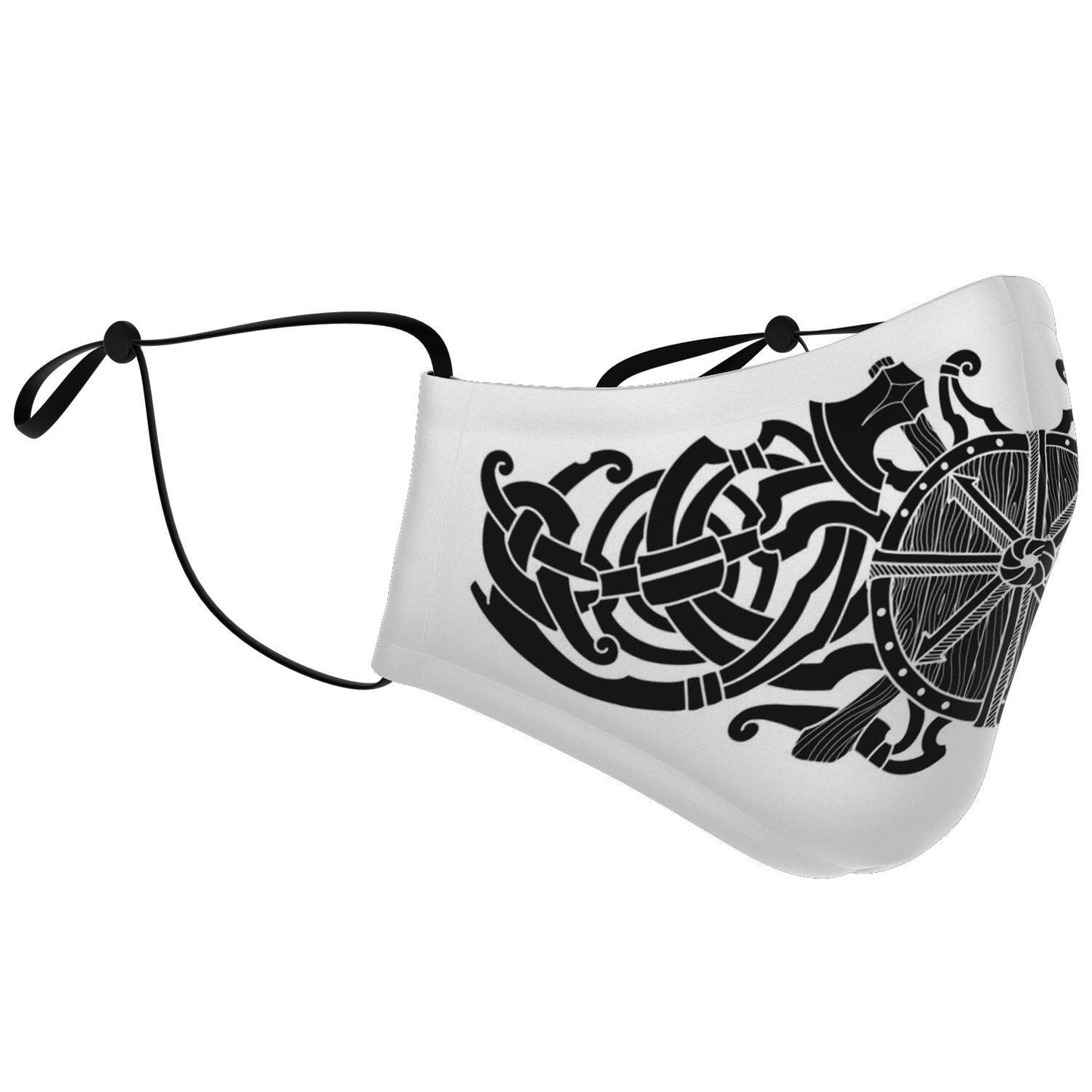 Black Viking Shield with Axes Face Mask Cover
