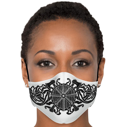 Black Viking Shield with Axes Face Mask Cover