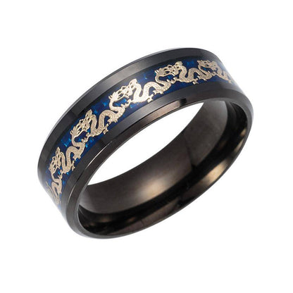 Blue & Black Dragon's Breath - Steel Viking Rings - VikingsBrand