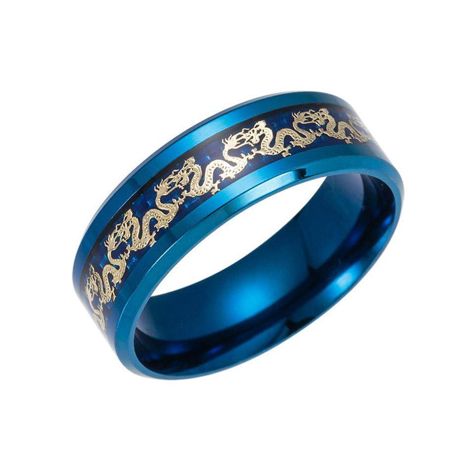 Blue & Black Dragon's Breath - Steel Viking Rings - VikingsBrand