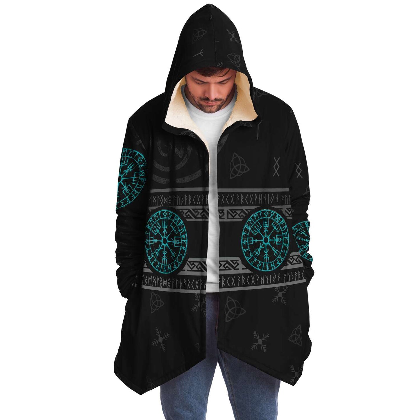 Blue Vegvisir Premium Viking Cloak