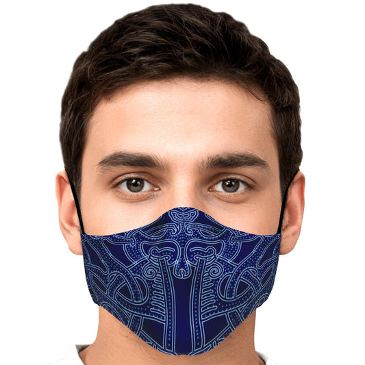 Blue Viking Patter Face Mask Cover