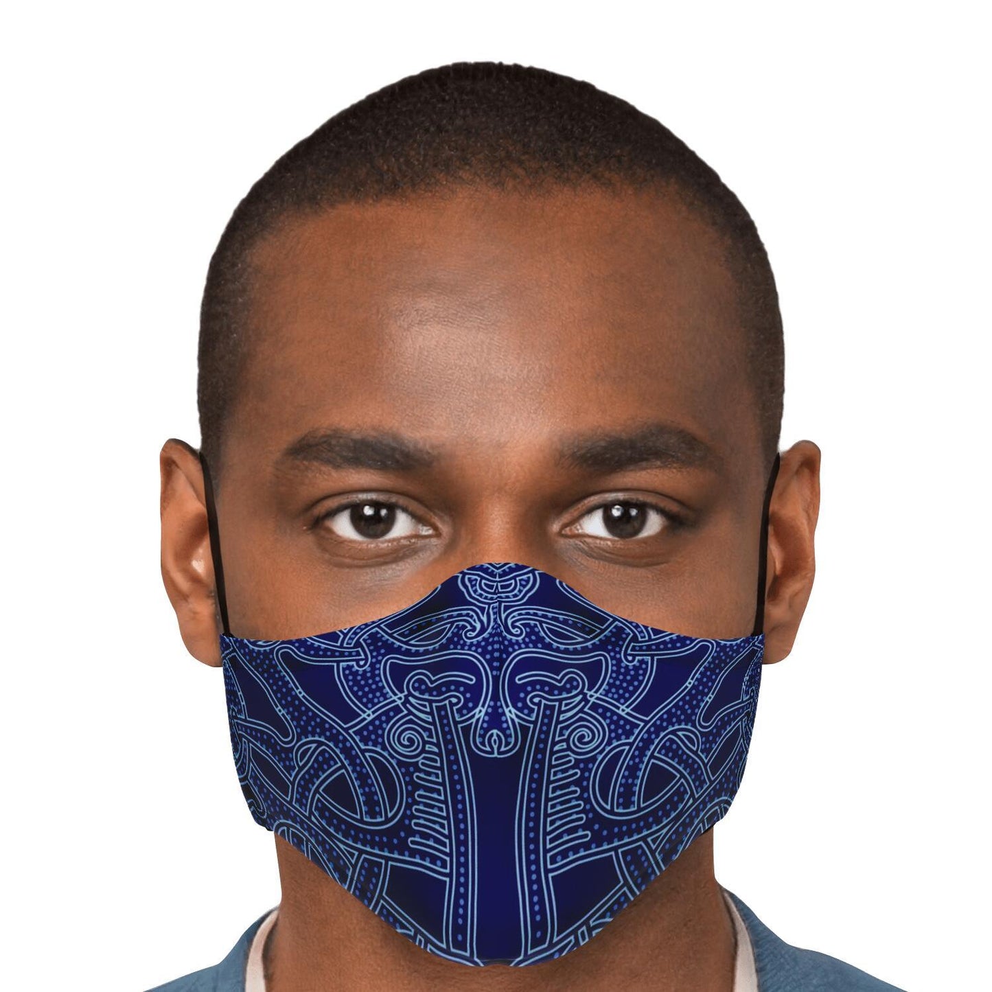 Blue Viking Patter Face Mask Cover