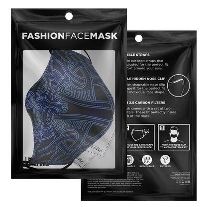 Blue Viking Patter Face Mask Cover