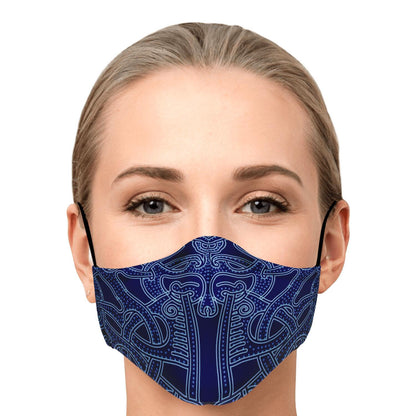 Blue Viking Patter Face Mask Cover