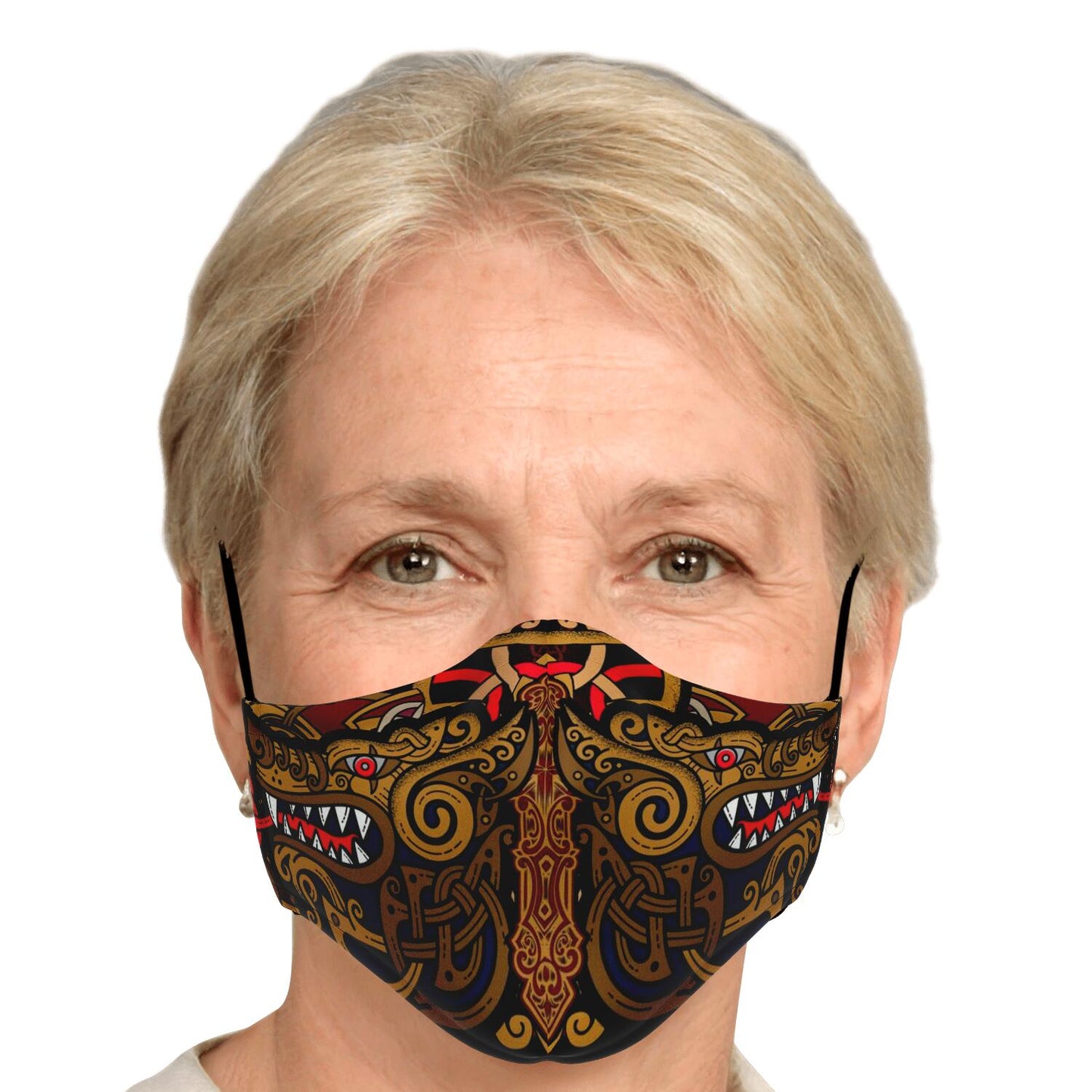 Viking Face Mask Cover with Wolves