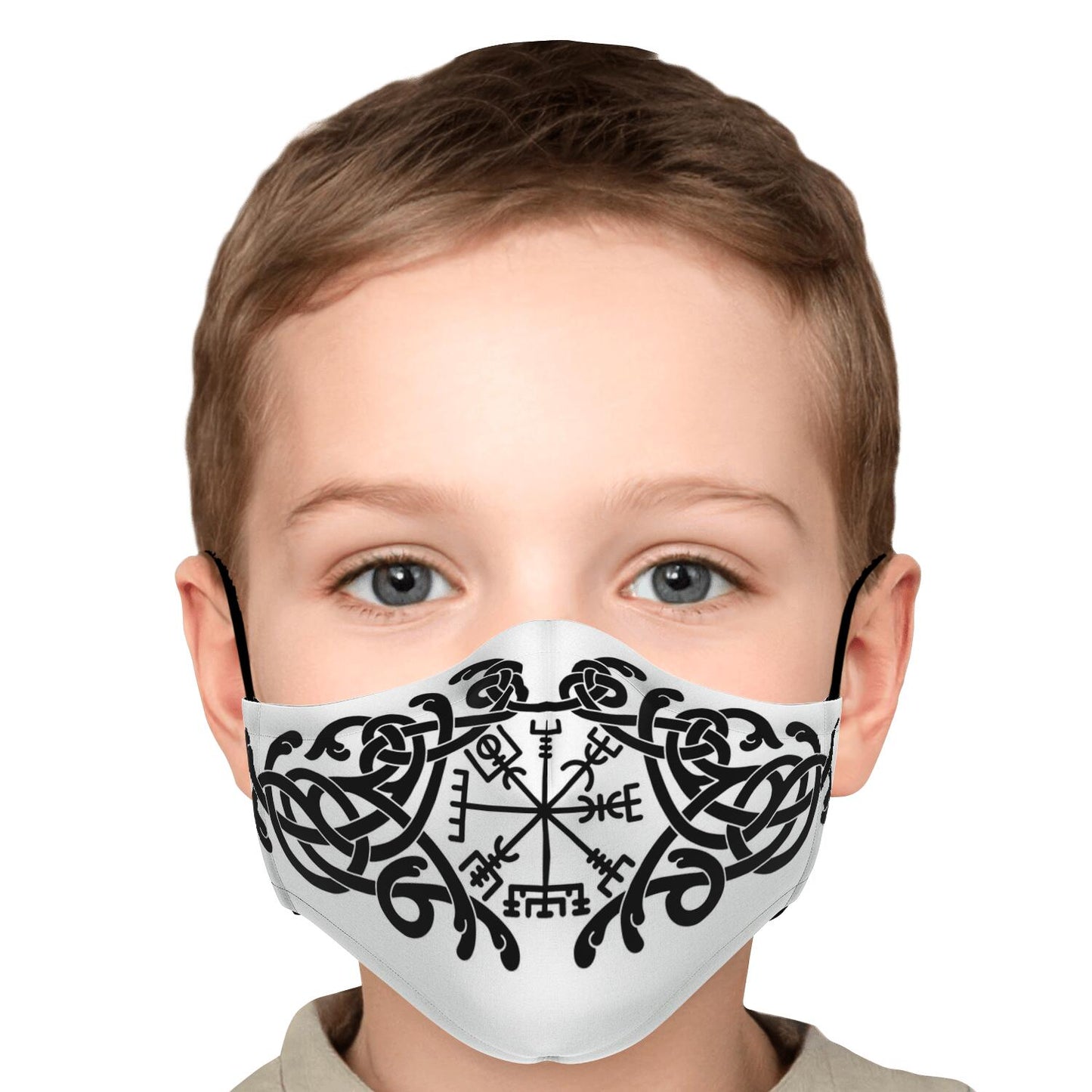 Black Vegvisir Knot Viking Face Mask Cover