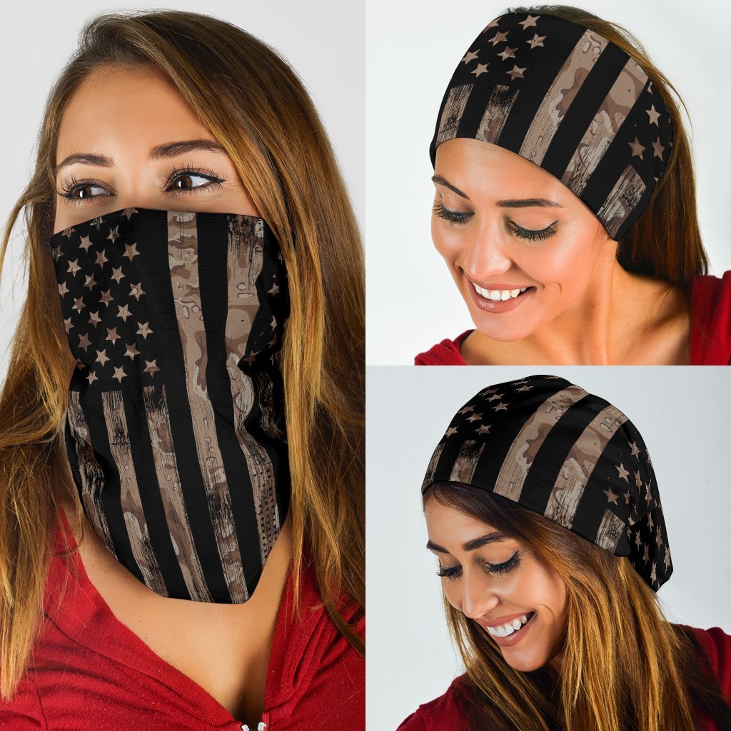 Camo US Flag Neck Gaiter | Face Shield | Bandana