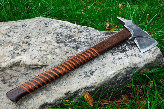 Handmade Camping Hatchet "Hephaestus" With Leather Cover
