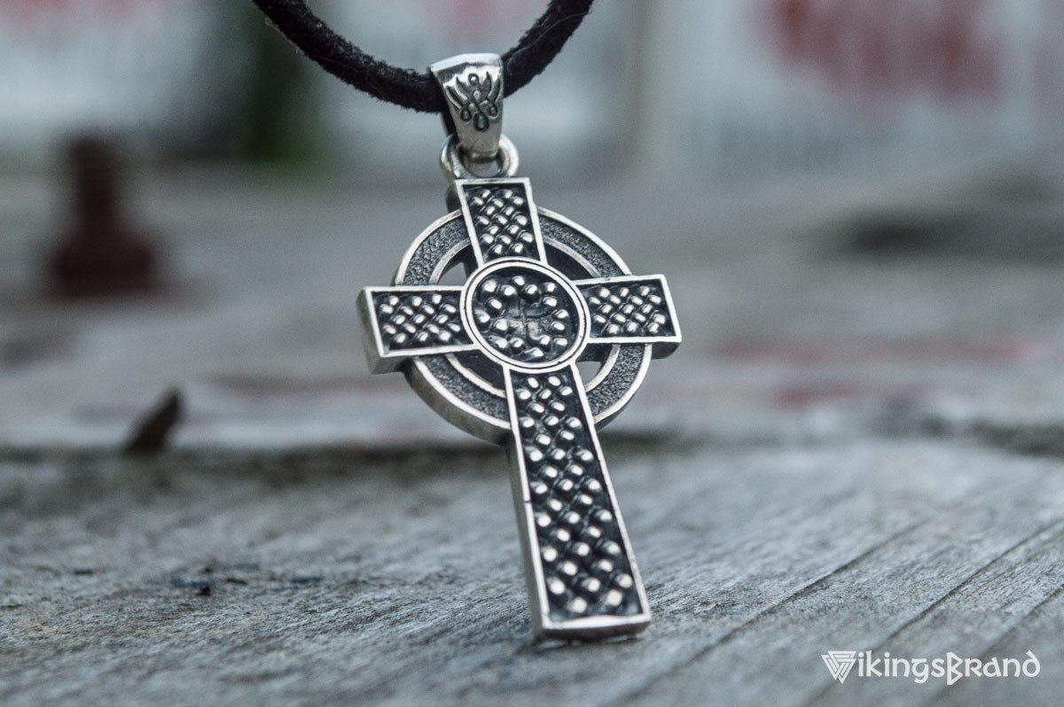 Celtic Vikings Cross with Ornament Pendant Sterling Silver Jewelry