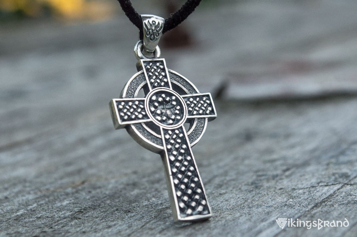 Celtic Vikings Cross with Ornament Pendant Sterling Silver Jewelry