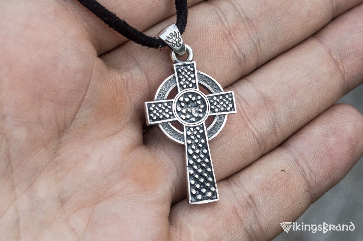 Celtic Vikings Cross with Ornament Pendant Sterling Silver Jewelry