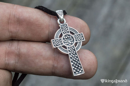 Celtic Vikings Cross with Ornament Pendant Sterling Silver Jewelry