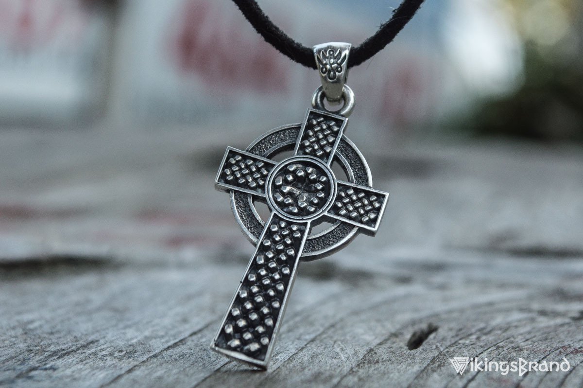 Celtic Vikings Cross with Ornament Pendant Sterling Silver Jewelry