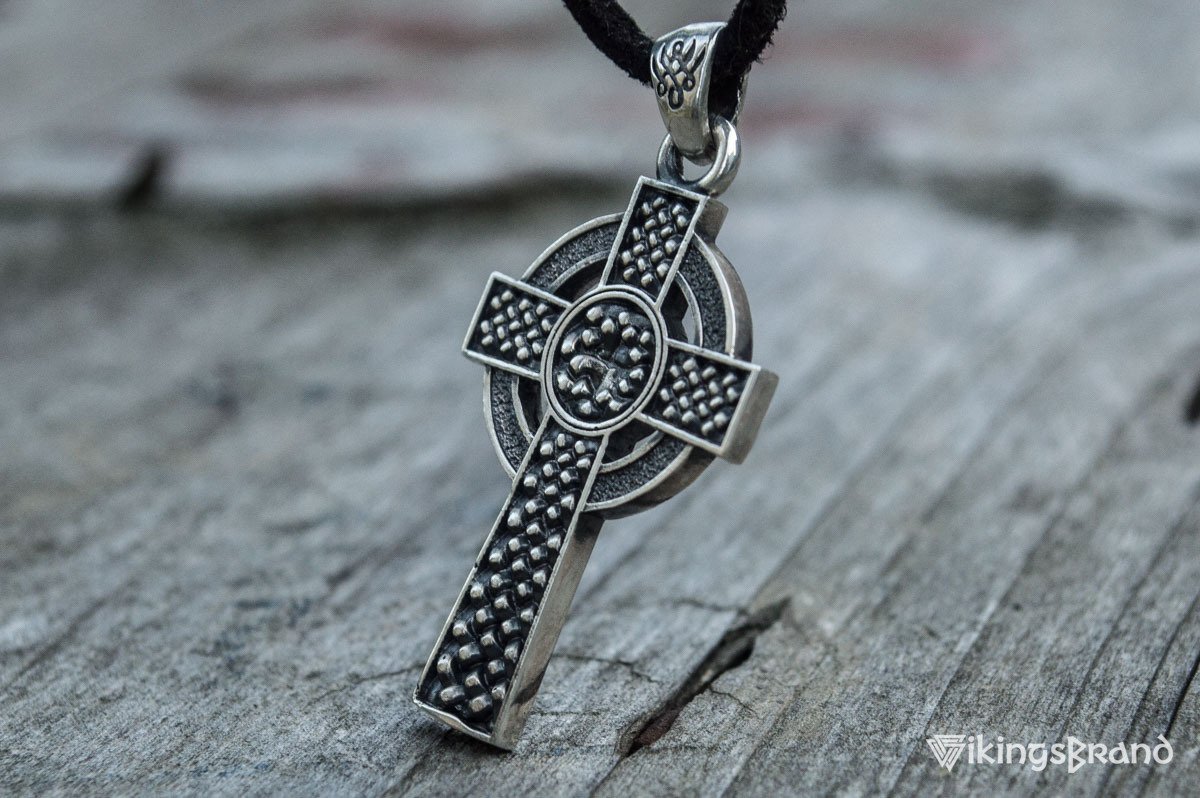 Celtic Vikings Cross with Ornament Pendant Sterling Silver Jewelry