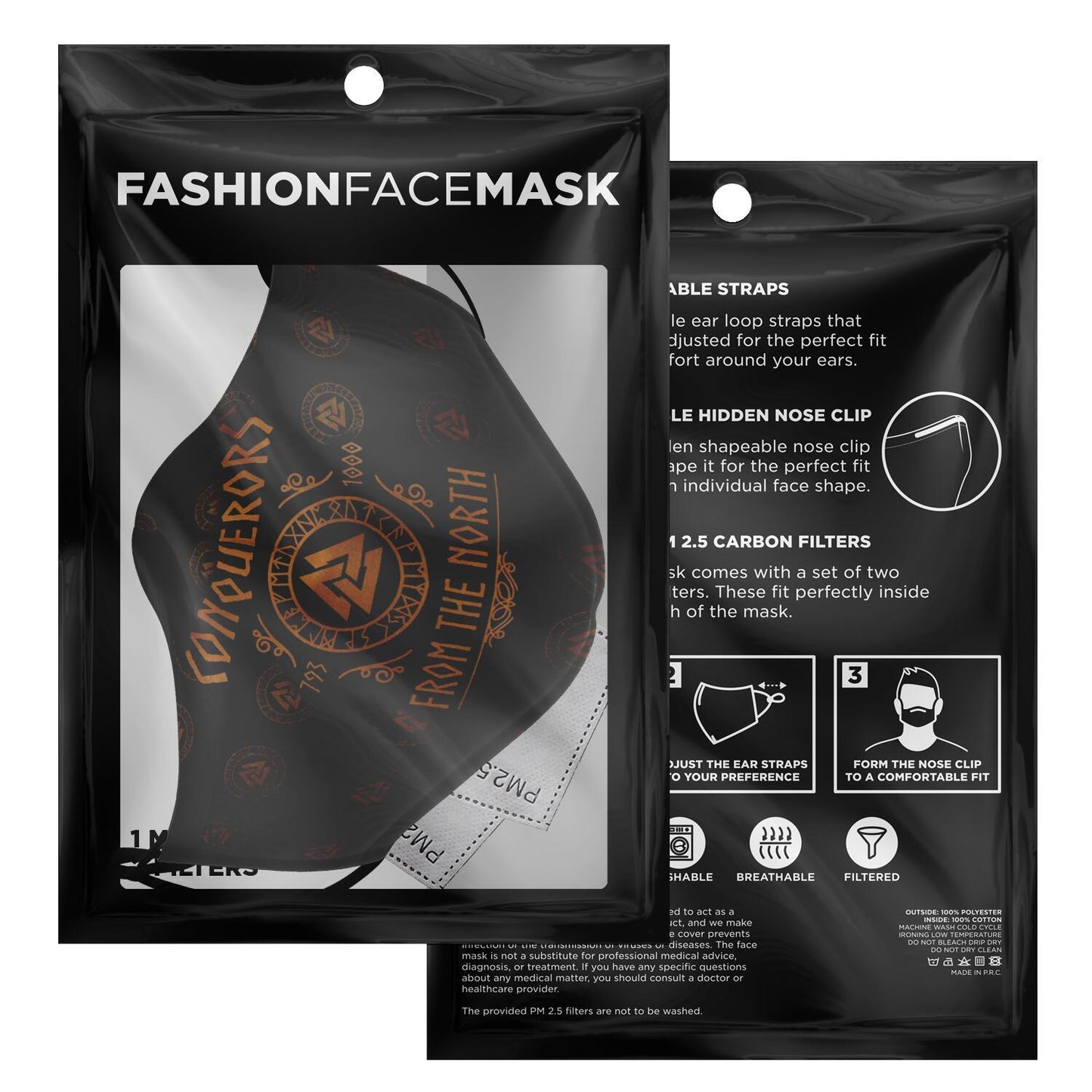 Conquerors From The North Orange Viking Face Mask Cover