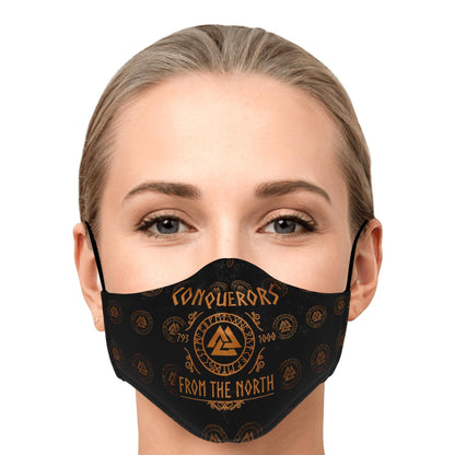 Conquerors From The North Orange Viking Face Mask Cover