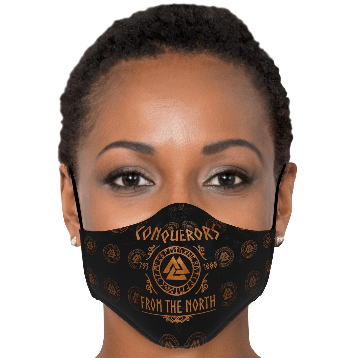 Conquerors From The North Orange Viking Face Mask Cover