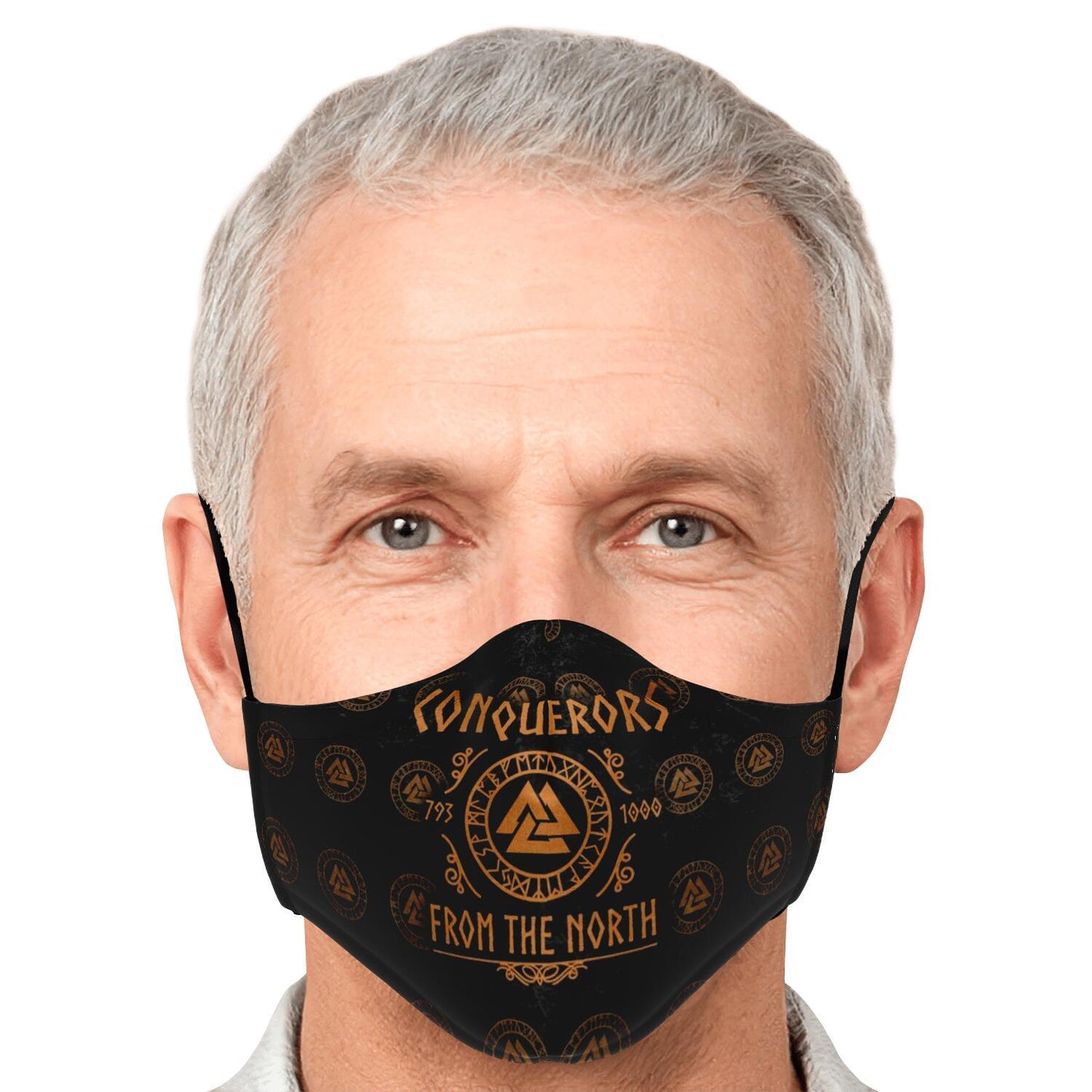 Conquerors From The North Orange Viking Face Mask Cover
