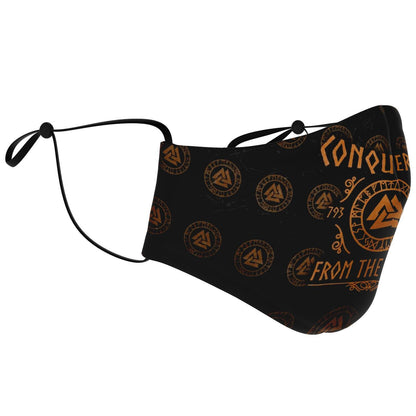 Conquerors From The North Orange Viking Face Mask Cover