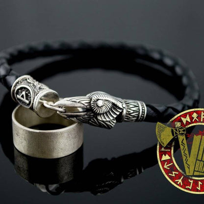 Crow Bracelet with Elder Futhark Rune - VikingsBrand