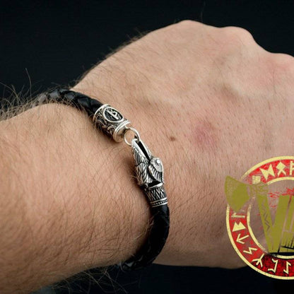 Crow Bracelet with Elder Futhark Rune - VikingsBrand