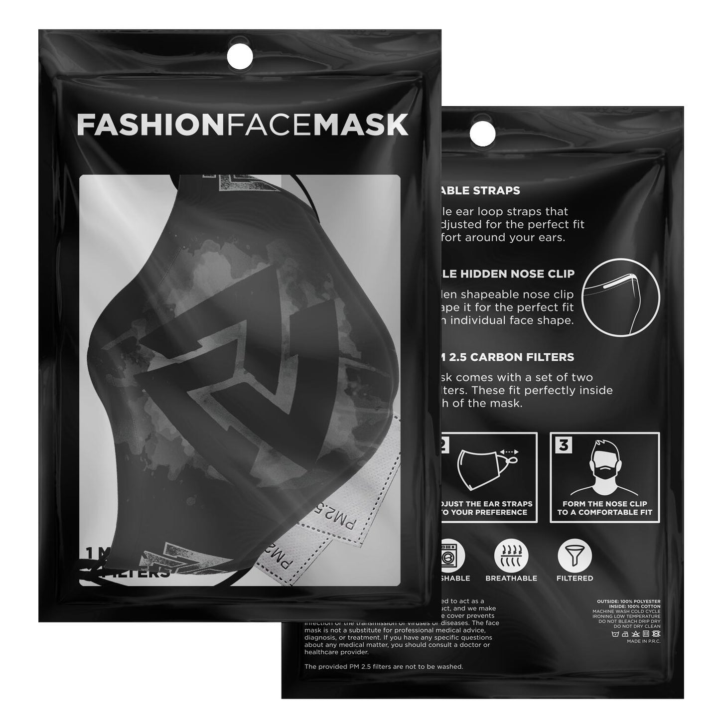 Grey Valknut Viking Face Mask Cover