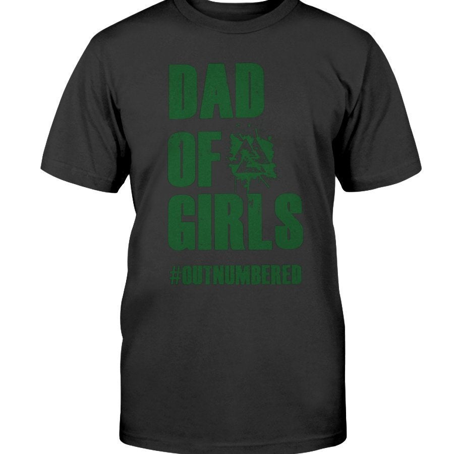 Dad of Girls Classic Cotton T-Shirt - Green Text
