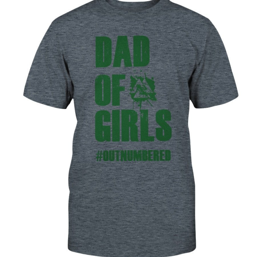Dad of Girls Classic Cotton T-Shirt - Green Text