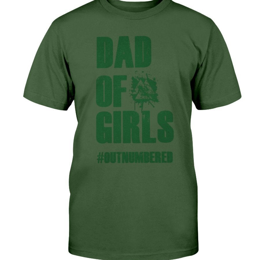Dad of Girls Premium Fit T-Shirt - Green Text