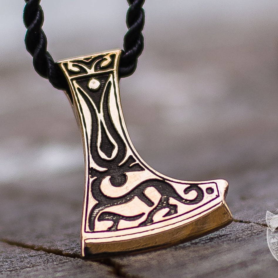 Deer Ornament and Perun's Axe Bronze Pendant - VikingsBrand