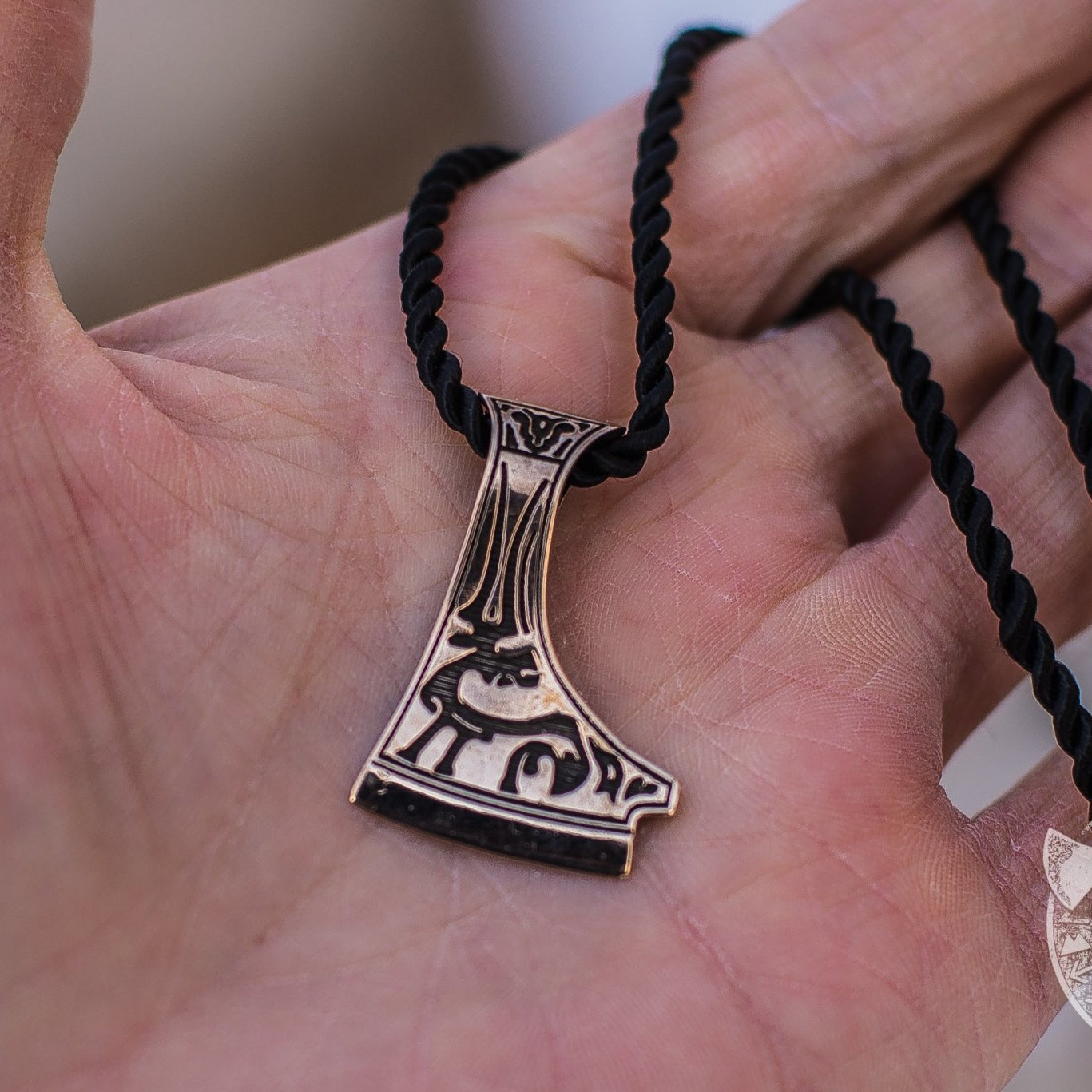Deer Ornament and Perun's Axe Bronze Pendant - VikingsBrand