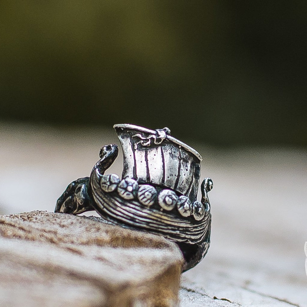 Drakkar Ship 925 Sterling Silver Viking Ring - VikingsBrand