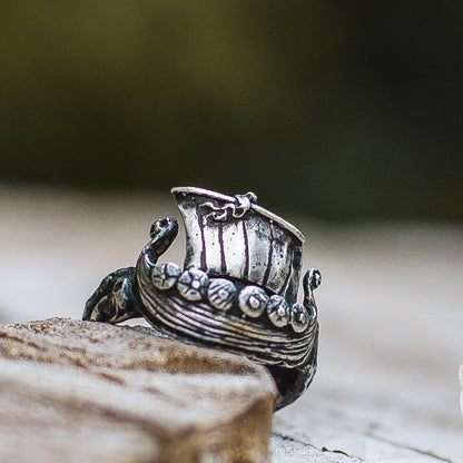 Drakkar Ship 925 Sterling Silver Viking Ring - VikingsBrand