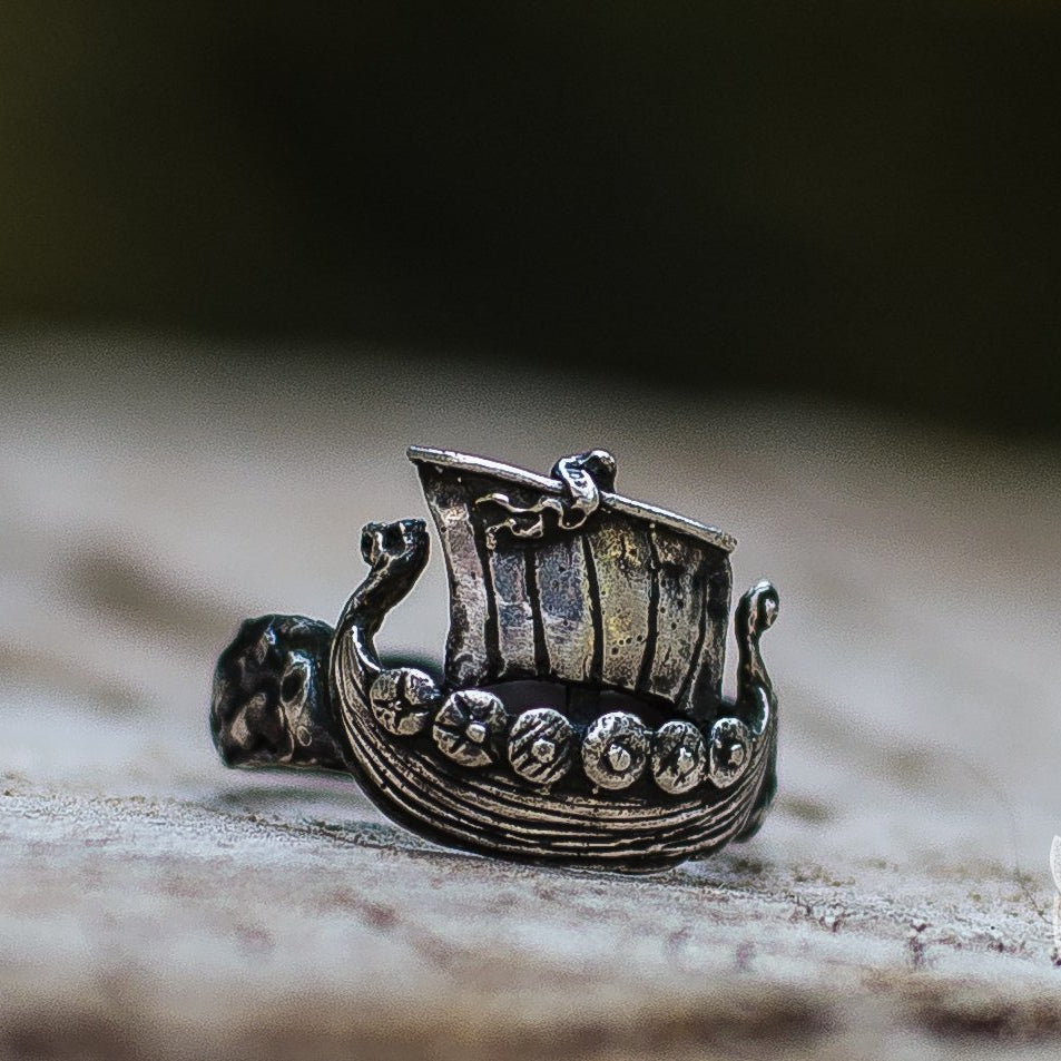 Drakkar Ship 925 Sterling Silver Viking Ring - VikingsBrand