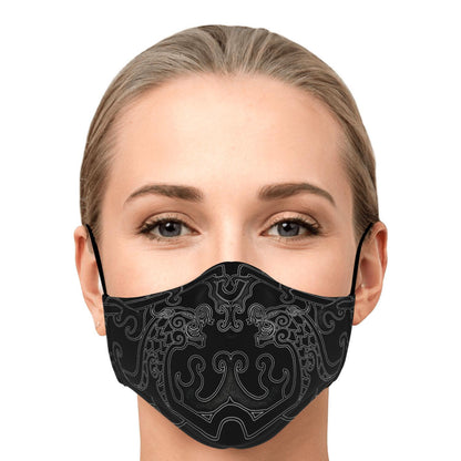 Drakkar Ship Dragon Heads Black Viking Face Mask Cover