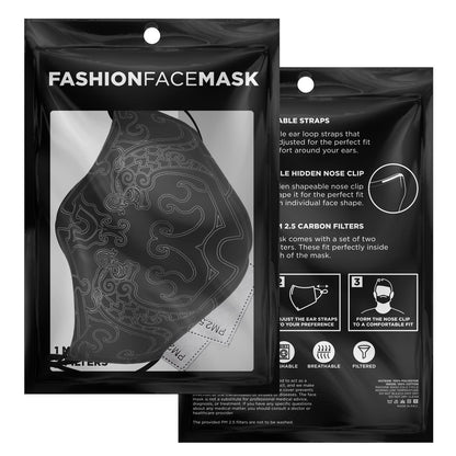 Drakkar Ship Dragon Heads Black Viking Face Mask Cover