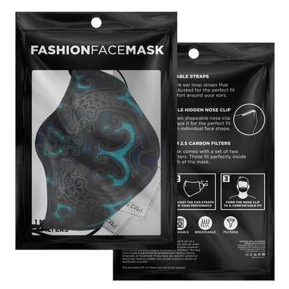 Drakkar Ship Dragon Heads Blue Viking Face Mask Cover